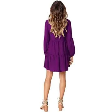 Amoretu Womens Shift Dresses Long Sleeve Rehearsal Dinner Dress, Spring, Summer, 2025 (Purple, XL)
