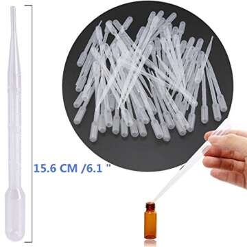 Beautymood 50PCS 3ML Clear Plastic Transfer Liquid Dropper White Disposable Plastic Eye Dropper Pasteur Pipettes