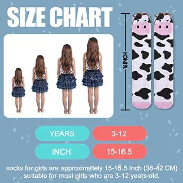TRUEHAN 6 Pairs Girls Knee High Socks 3-12 Years Cartoon Animals Warm Cotton Long Tall Boot Socks (Cute Animal 01)