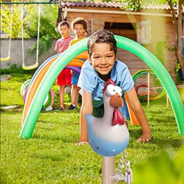 Funny Chicken Decor Yard Art, Resin Rooster Outdoor Statues Decorative Garden Stakes Resin Chicken Outdoor Statue Garden Animals Farm Patio Yard Lawn Christmas Halloween Decor Sculptures [Blue Grey]