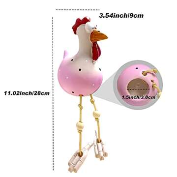 Funny Chicken Decor Yard Art, Resin Rooster Outdoor Statues Decorative Garden Stakes Resin Chicken Outdoor Statue Garden Animals Farm Patio Yard Lawn Christmas Halloween Decor Sculptures [Blue Grey]