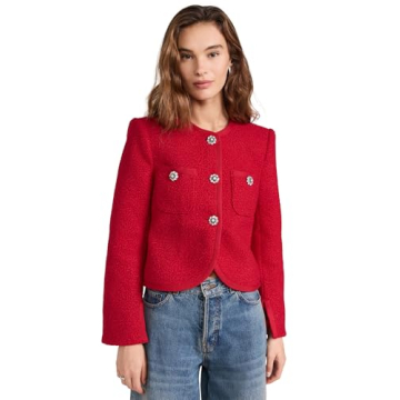 Cinq a Sept JuniA Jacket in Berry Fizz with Rhinestone Buttons