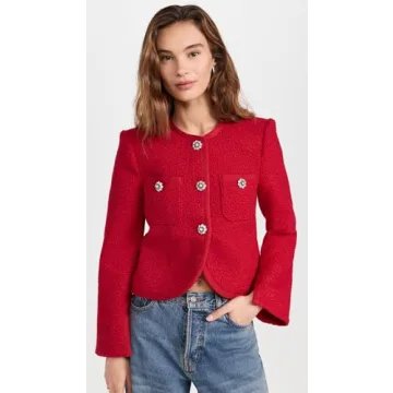 Cinq a Sept JuniA Jacket in Berry Fizz with Rhinestone Buttons