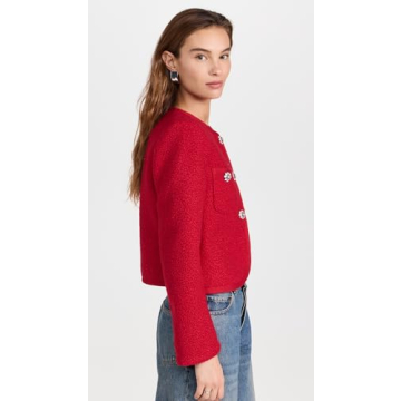 Cinq a Sept JuniA Jacket in Berry Fizz with Rhinestone Buttons