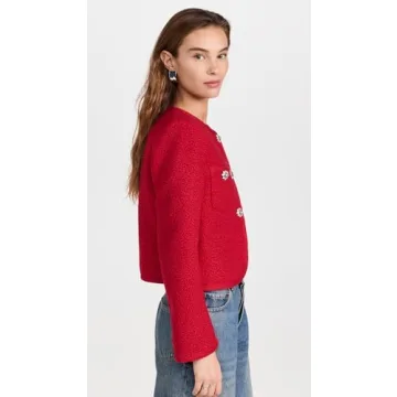 Cinq a Sept JuniA Jacket in Berry Fizz with Rhinestone Buttons