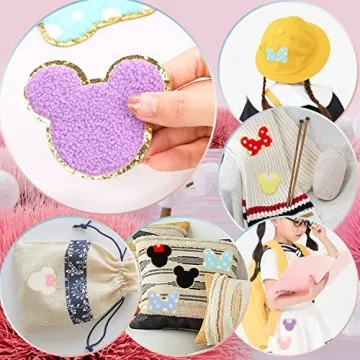 Colorful Bowknot Mouse Chenille Patches Set for Crafts