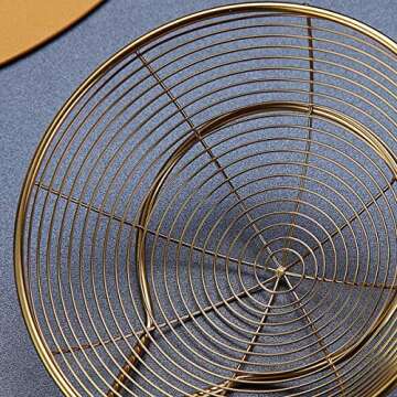 Gold Strainer Spider Skimmers For Kitchen,Kyraton Stainless Steel Titanium Gold Plating Slotted Spoon Pasta Strainers Tomato Food Strainer Skimmer Ladle For Kitchen Cooking and Frying Food