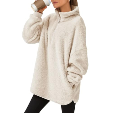 ANRABESS Women's Cozy Sherpa Fleece Hoodie - 2024 Fall Trendy Oversized Sweatshirt