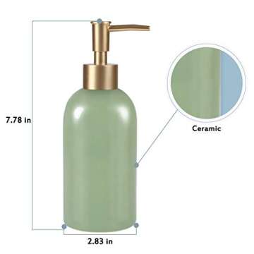 Natheeph 14OZ Ceramic Soap Dispenser Ceramic Soap Pump Dispenser Can Fill Liquid for Bathroom/Kitche...