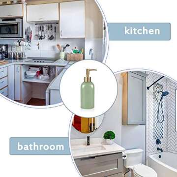 Natheeph 14OZ Ceramic Soap Dispenser Ceramic Soap Pump Dispenser Can Fill Liquid for Bathroom/Kitchen (Green)