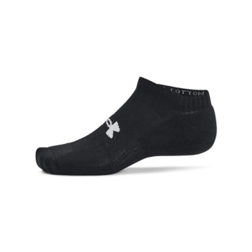 Under Armour Unisex-Adult Training Cotton No Show Socks 6 Pack - Black/White