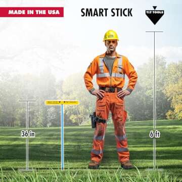 T&T Tools Smart Stick Metal Soil Probe - Heavy Duty Ground Penetrating Tool - T-Handle Probing Rod for Locating, Plumbing, Landscaping & Gardening Tools