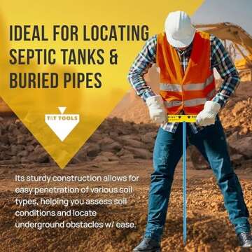 T&T Tools Smart Stick Metal Soil Probe - Heavy Duty Ground Penetrating Tool - T-Handle Probing Rod for Locating, Plumbing, Landscaping & Gardening Tools