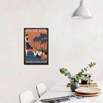YNRBGDFR Vintage Tin Sign Dachshund Dog Lover and She Lived Happily Ever After Restoring Ancient Ways is Interesting Garage Home Cafe Bar Farm Wall Bathroom Decor The Mural 8x12inch-Metal Frame