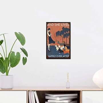 YNRBGDFR Vintage Tin Sign Dachshund Dog Lover and She Lived Happily Ever After Restoring Ancient Ways is Interesting Garage Home Cafe Bar Farm Wall Bathroom Decor The Mural 8x12inch-Metal Frame