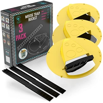 Mouse Trap Bucket- 5 Gallon Bucket Lid Mouse Rat Trap 3 Pack - Automatic Reset Flip and Slide Mouse ...