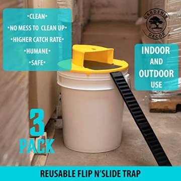 Humane Mouse Trap Bucket Lid - 3 Pack Automatic Reset
