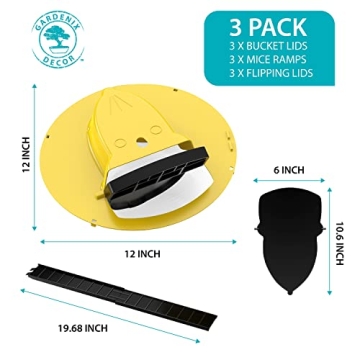 Humane Mouse Trap Bucket Lid - 3 Pack Automatic Reset