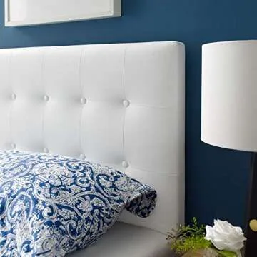 Modway Emily Tufted Faux Leather Twin Headboard in White