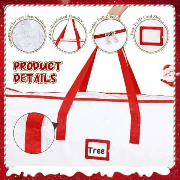 Wovnet 2 Pcs 9 Ft Christmas Tree Storage Bag 65" x 15" x 30" Large Storage Bags with Dual Zipper and Durable Reinforced Handles, Fits up to 9 ft Tall Artificial Xmas Holiday Trees(White)