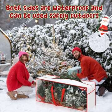 Wovnet 2 Pcs 9 Ft Christmas Tree Storage Bag 65" x 15" x 30" Large Storage Bags with Dual Zipper and Durable Reinforced Handles, Fits up to 9 ft Tall Artificial Xmas Holiday Trees(White)
