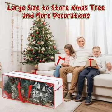 Wovnet 2 Pcs 9 Ft Christmas Tree Storage Bag 65" x 15" x 30" Large Storage Bags with Dual Zipper and Durable Reinforced Handles, Fits up to 9 ft Tall Artificial Xmas Holiday Trees(White)