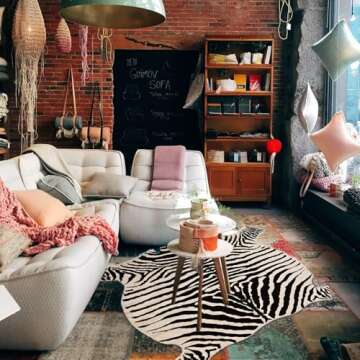 townssilk Area Rug Faux Zebra Print Rug 4.3x4.7 Feet Rug/Mat/Carpets for Home