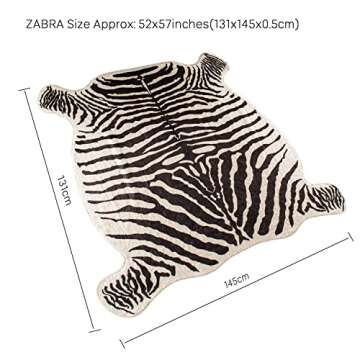 townssilk Area Rug Faux Zebra Print Rug 4.3x4.7 Feet Rug/Mat/Carpets for Home
