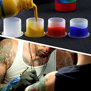 CINRA Tattoo Ink Cups, Disposable Plastic Pigment Tattoo Ink Caps Cups Wide Cup Base for Tattoo Ink, Tattoo Supplies (Small)