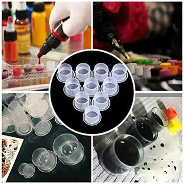 CINRA Tattoo Ink Cups, Disposable Plastic Pigment Tattoo Ink Caps Cups Wide Cup Base for Tattoo Ink, Tattoo Supplies (Small)
