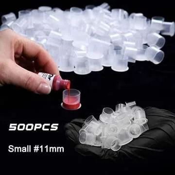 CINRA Tattoo Ink Cups, Disposable Plastic Pigment Tattoo Ink Caps Cups Wide Cup Base for Tattoo Ink, Tattoo Supplies (Small)
