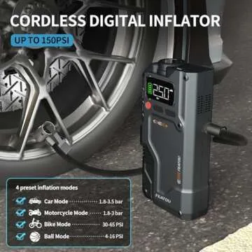 Featou Jump Starter with Air Compressor, 5 in 1 Functional Jump Box 3000A Peak Battery Power Pack with 150PSI Digital Tire Inflator, Portable Car Battery Charger Jumper for 8.5L Gas or 7.0L Diesel