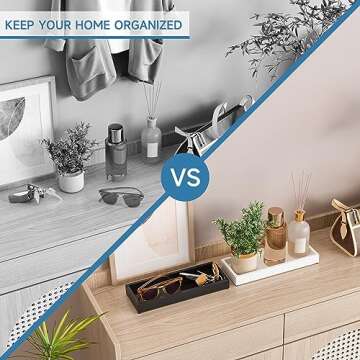 Elegant Black Bathroom Vanity Tray - Handcrafted Pine Wood