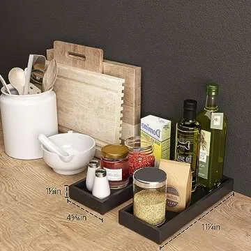 Elegant Black Bathroom Vanity Tray - Handcrafted Pine Wood