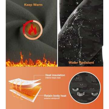 SANTINY Women's Fleece Lined Winter Leggings Water Resistant High Waisted Thermal Hiking Running Warm Pants Women Pockets(Green Camo_L)