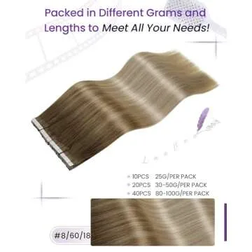 LaaVoo Tape in Hair Extensions Human Hair Tape in Hair Extensions Balayage Human Hair Tape in Extensions Ombre Light Brown to Ash Blonde Mix Platinum Blonde 16 Inch 20pcs 50g