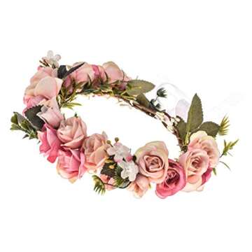 Vividsun Adjustable Flower Crown Floral Headpiece Floral Crown Wedding Festivals Photo Props (baby p...
