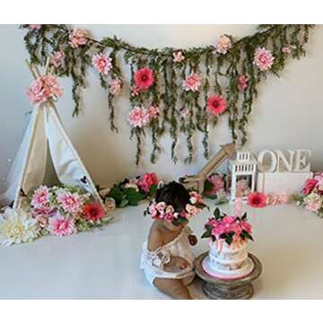 Vividsun Adjustable Flower Crown Floral Headpiece Floral Crown Wedding Festivals Photo Props (baby pink)