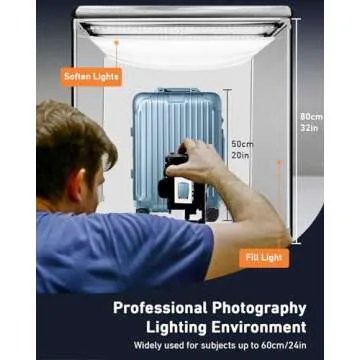 DUCLUS 32x32 inch Light Box Photography Studio - Professional Portable Photo Booth with 210 LED, 6 B...