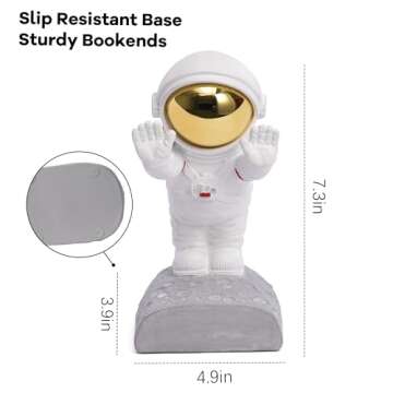 Kakizzy Decorative Gold Bookends - Unique Astronaut Design for Shelves