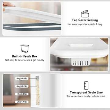 VenDotbi Rice Dispenser - Fresh Box & Measuring Cup