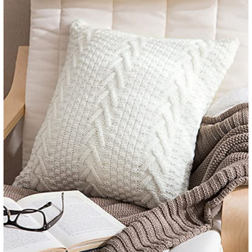 ANDUUNI Soft Decorative Knitted Throw Pillow Covers for Sofa and Home Accent