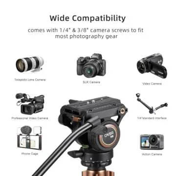 Cayer FP2450 Fluid Head Tripod, 75 inches Aluminium Video Tripod, 4-Section Compact Camera Tripod Monopod with Fluid Head for DSLR Camera, Camcorder, Load Capacity up to 13.2 Pounds