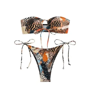 MakeMeChic Women's Stylish Floral Bandeau 2 Piece Swimsuit Set for Your Summer Fun!