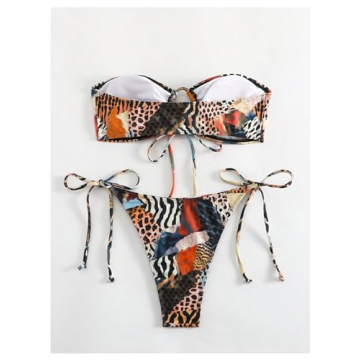 MakeMeChic 2 Piece Bandeau Floral Swimsuit Set