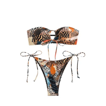 MakeMeChic 2 Piece Bandeau Floral Swimsuit Set