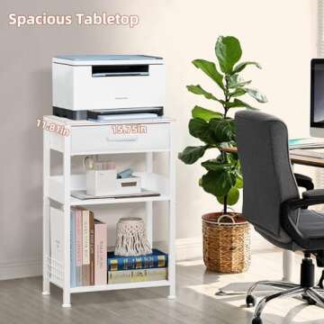 Lerliuo 3 Tier Printer Stand with Storage for Home Office