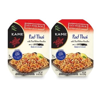KA-ME Pad Thai with Thai Ribbon Noodles - Authentic Asian Meal, Microwaveable & Ready in Minutes