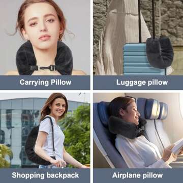 WEEAEEW Velvet Stuffable Travel Pillow with Storage