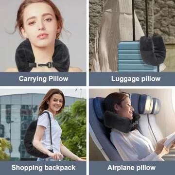 WEEAEEW Velvet Stuffable Travel Pillow with Storage